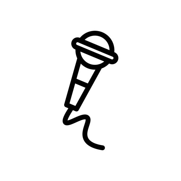 symbol für ein schnurgebundenes handmikrofon. audio-symbol für interview und karaoke. vektor. - interview stock-grafiken, -clipart, -cartoons und -symbole