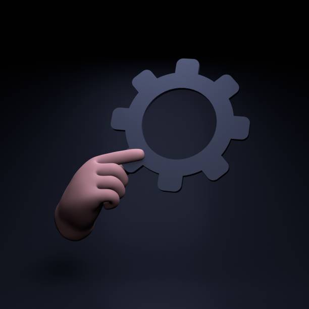 istock The hand holds the gear. 3d render illustration. 1403592499