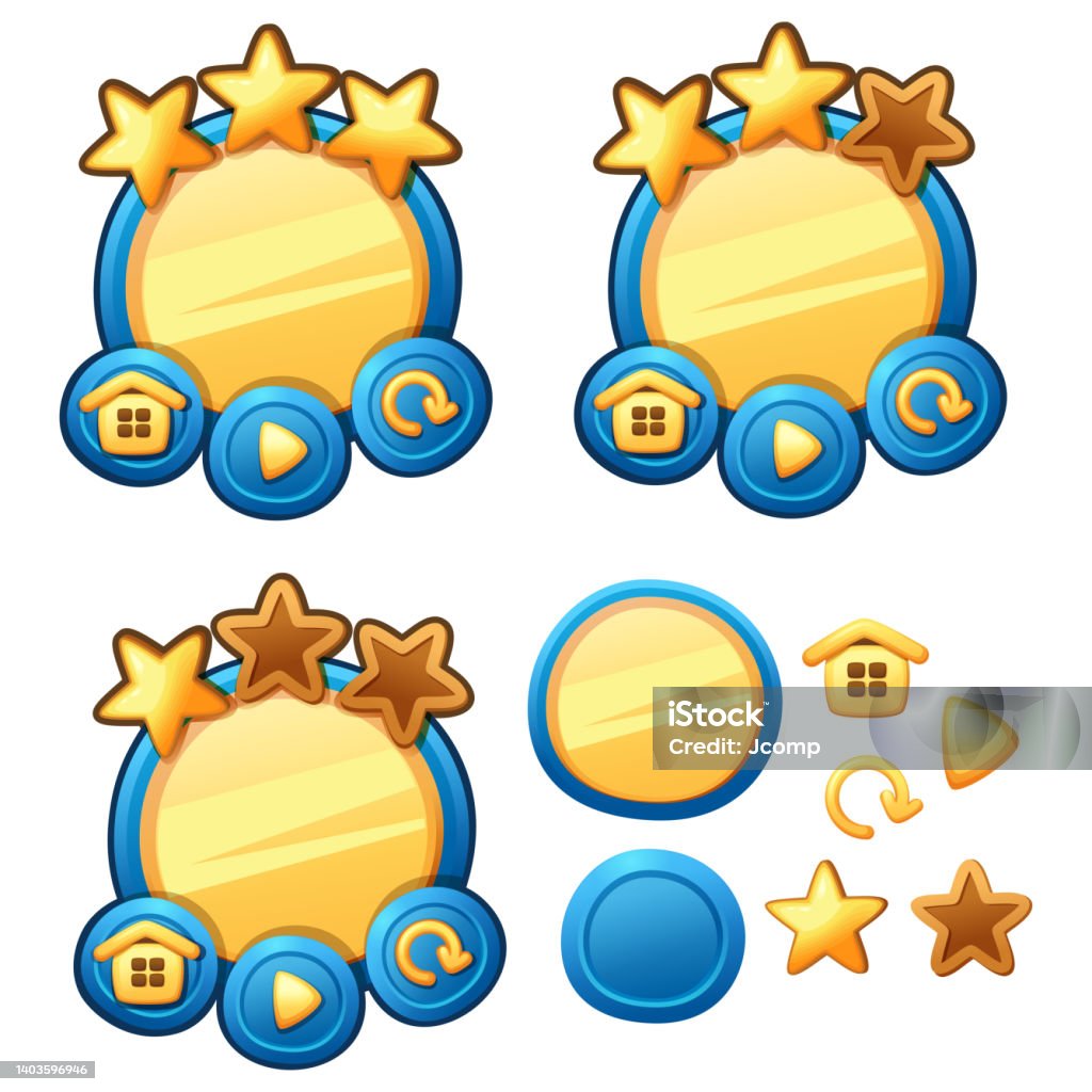 Menu Inicial Games Vetores de Menu Inicial Vetor Game Template Gui Kit Elementos De Página ...