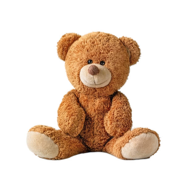 cute teddy cute teddy bear isolated on white background. - speelgoedbeest stockfoto's en -beelden