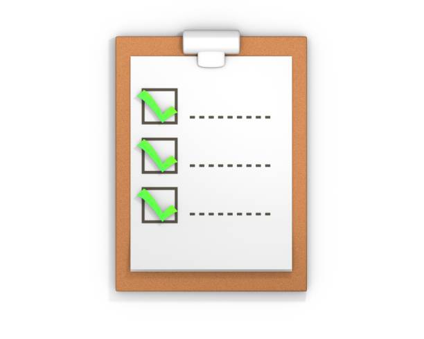 Clipboard task management with approved todo check list, checklist work project on sheet of paper