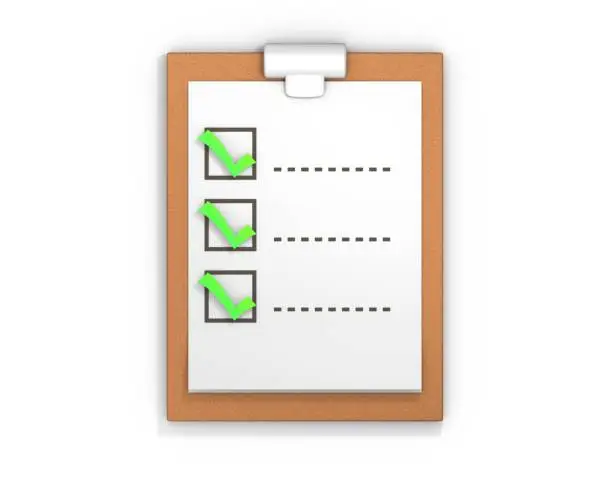 Photo of Clipboard task management with approved todo check list, checklist work project on sheet of paper