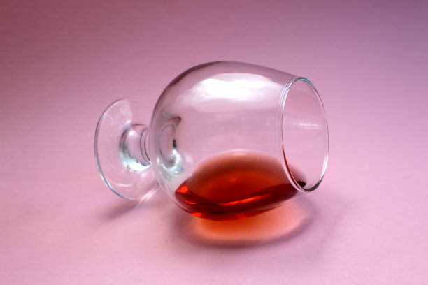 istock Red wine residue in a glass. 1403605329