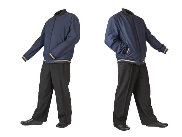 istock men's jacket , pants  and leather shoes isolated on white background. 1403607142