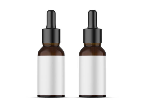 istock Amber dropper bottle mockup for branding and promotion, 3d render illustration 1403607323