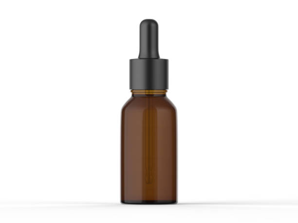 istock Amber dropper bottle mockup for branding and promotion, 3d render illustration 1403607326