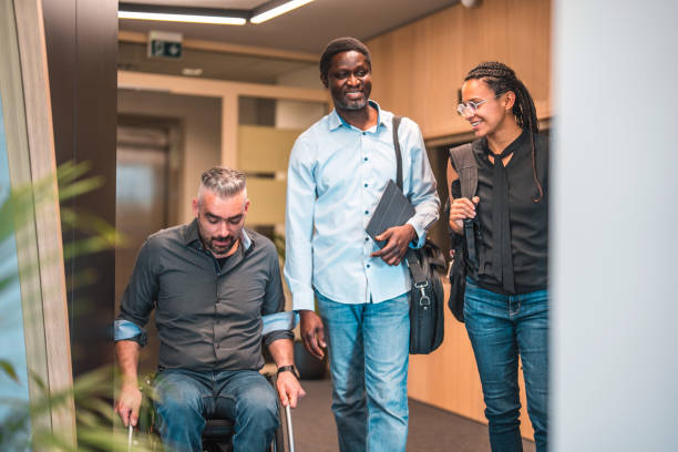 istock Mixed Race Group Of Colleagues Arriving In The Office 1403608175
