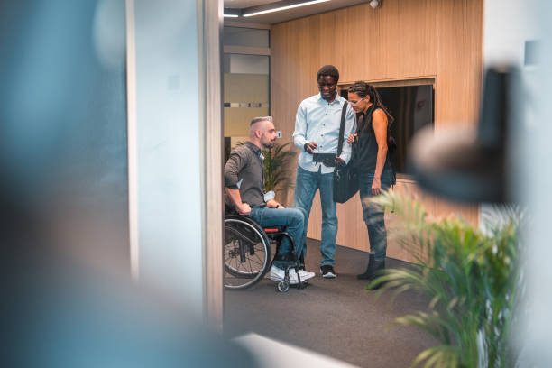 istock Mixed Race Group Of Colleagues Arriving In The Office 1403608178
