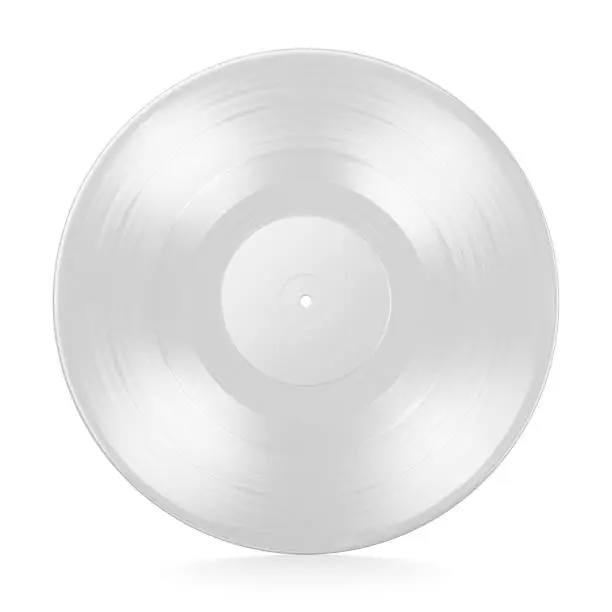 12-inch white vinyl LP record isolated on white background. 3D rendering illustration.