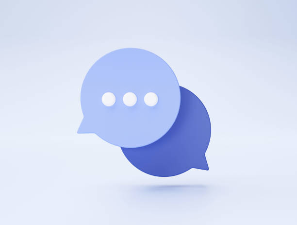 istock Blue chat bubbles message conversation social icon sign or symbol on blue background 3d illustration 1403610245
