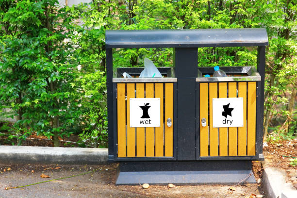 istock Wet and dry waste separation bins for recycling , saving environment 1403613979