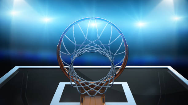 istock Basketball hoop with spotlights 1403620085