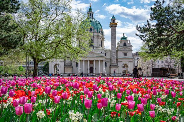 St. Charles Church in spring in Vienna, Austria
