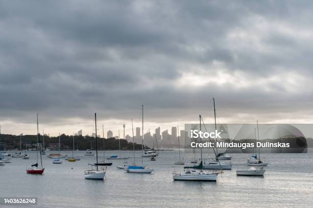 Watsons Bay In Sydney Australia Water With Yacht And Cityscape In Background Stock Photo - Download Image Now