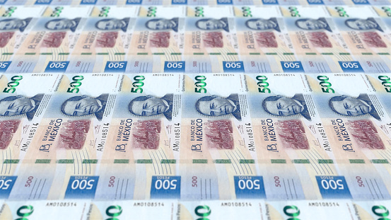 A bundle of Turkish lira, banknotes on white background