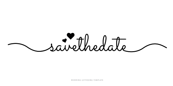 Save the date - wedding lettering design. Heart shape vector illustration. Stock illustration