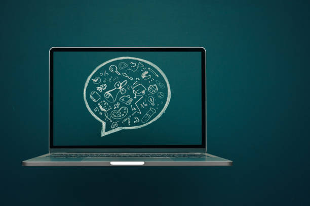 Studying online, internet education app and website concept. Light bulb with school icons. Digital Online Education learning world wide symbol.