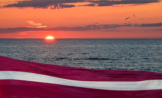 Colorful sunset in the Riga Gulf