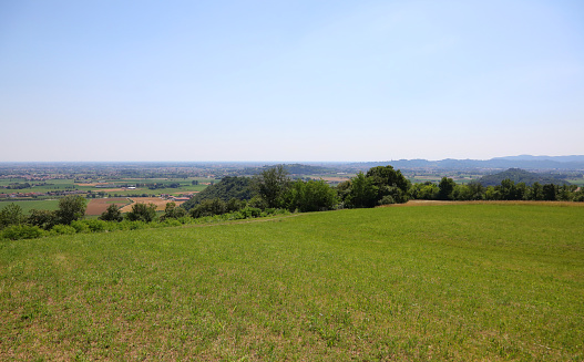 Natural landscape of flatland called Padan Plain in Italty