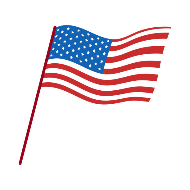 ilustrações de stock, clip art, desenhos animados e ícones de vector usa flag. american flag blowing in the wind. usa independence day. - vector flag