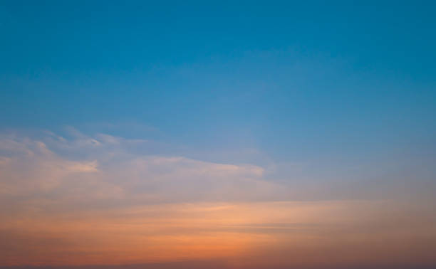 istock Bright orange sunset sky background with gentle colorful clouds, soft focus 1403635013