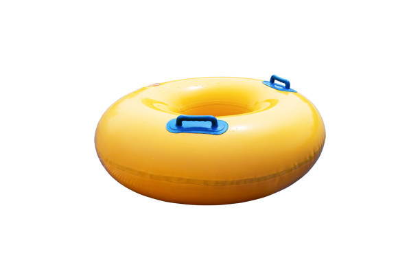 istock Yellow inflatable rings isolated on white background include clipping path. Summer holidays 1403635823