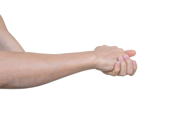 istock Man hand holding isolated on white background with clipping path. 1403638564