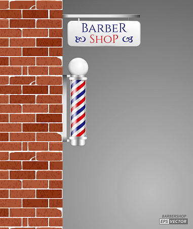 set of realistic barber shop signboard isolated, or vintage fashioned glass barber shop poles or strip vintage barbershop sign. eps vector