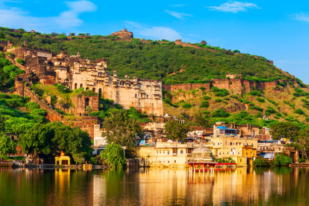Garh Palace in Bundi, India Garh Palace is a medieval palace situated in Bundi town in Rajasthan state in India india jaipur rajasthan traditional culture stock pictures, royalty-free photos & images
