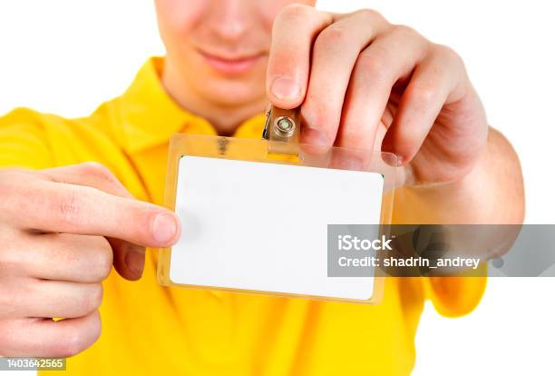 Man Show A Badge Stock Photo - Download Image Now - 20-24 Years, Adult, Adults Only
