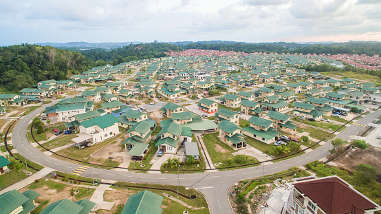 Dense housing area at Meragang, Brunei Darussalam.