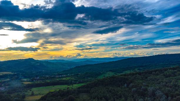 istock Amazing sunset over the mountains 1403644345