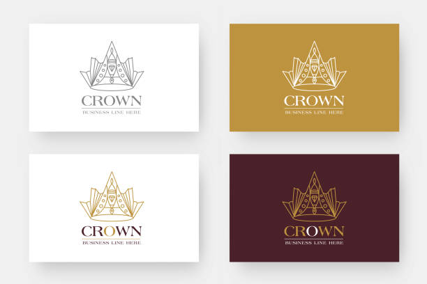 Four linear crown icons. stock illustration