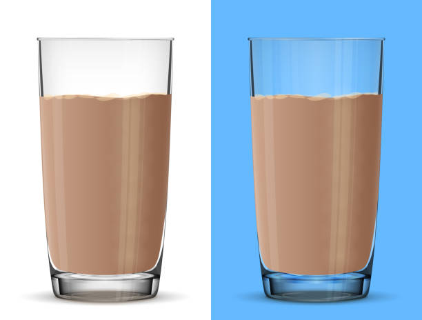 Glass of chocolate milk isolated on white background vector art illustration