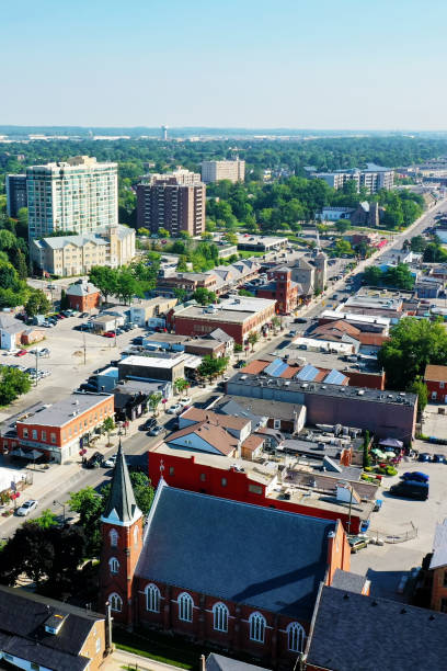 istock Aerial vertical view of Milton, Ontario, Canada on spring morning 1403658211