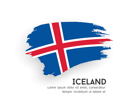 Flag of Iceland, brush stroke design isolated on white background, EPS10 vector illustration