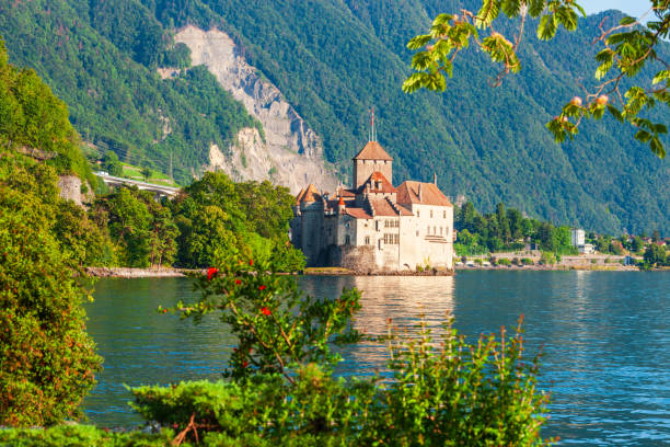Chillon Castle or Chateau de Chillon is an island castle located on Lake Geneva near Montreux town in Switzerland
