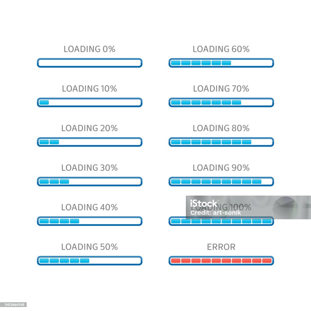 Loading Bars Error Vector Loading Bar Stock Illustration - Download Image Now - Bar ...