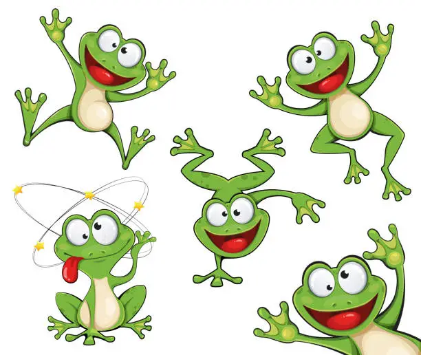 Vector illustration of Frog cartoon character. Funny frog