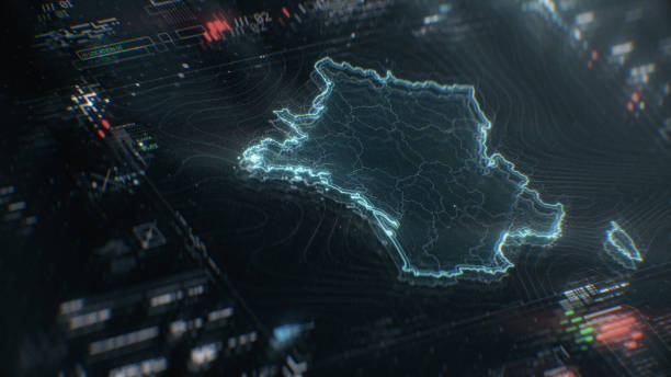 istock Map of France infographics on digital screen 1403666768
