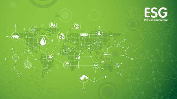 ESG icons for Environment Social and Governance on network connection. ESG icons for Environment Social and Governance on network connection. Sustainable business or green business vector illustration background sustainability corporate stock illustrations