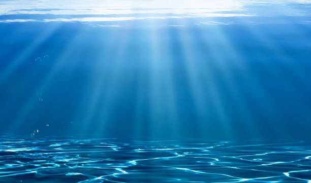 istock deep blue underwater background with sun beams and sun reflections on the sea floor, empty waterscape concept with copy space for beach vacation, environment protection or sports 1403672602