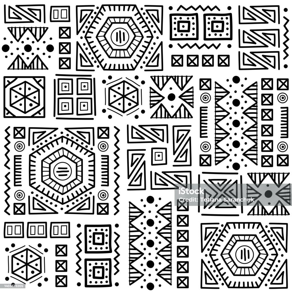 Mayan Pattern Line Mayan Patchwork Seamless Pattern Black And White Colors Stock ...