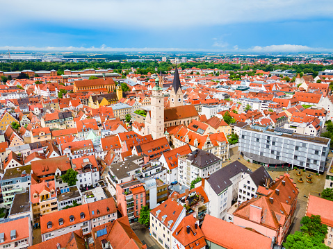 Ingolstadt old town aerial panoramic view. Ingolstadt is a city in Bavaria, Germany.