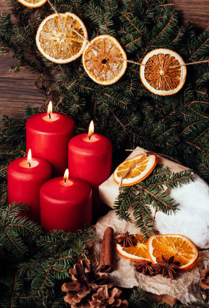 istock Christmas stollen on wooden background. baking for xmas 1403674884