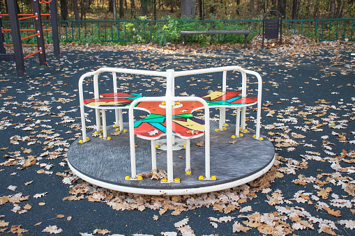 Playground without children in autumn