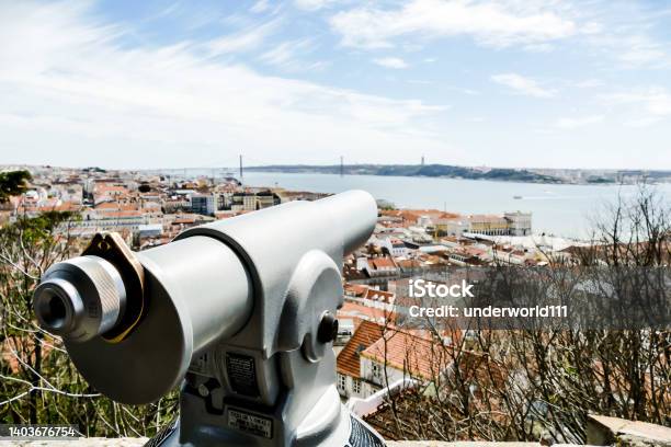 View Of View From Top Of Mountain Beautiful Photo Digital Picture In Lisbon Capital City Of Portugal Stock Photo - Download Image Now