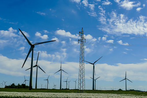 wind turbines in field, beautiful photo digital picture
