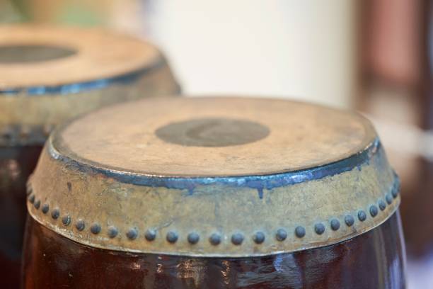 istock Close up of Thai old music instrument vintage leather classical drum 1403678021