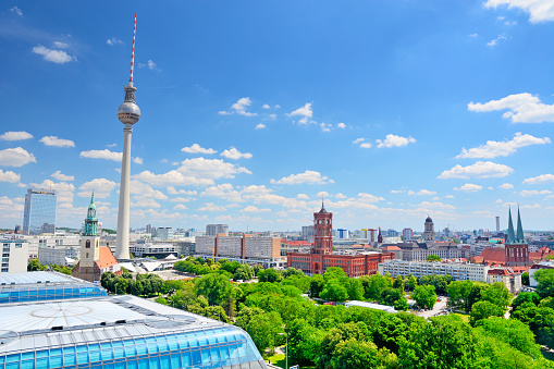 Berlin skyline from Cathedral with Television Tower (Fernsehturm), Germany
